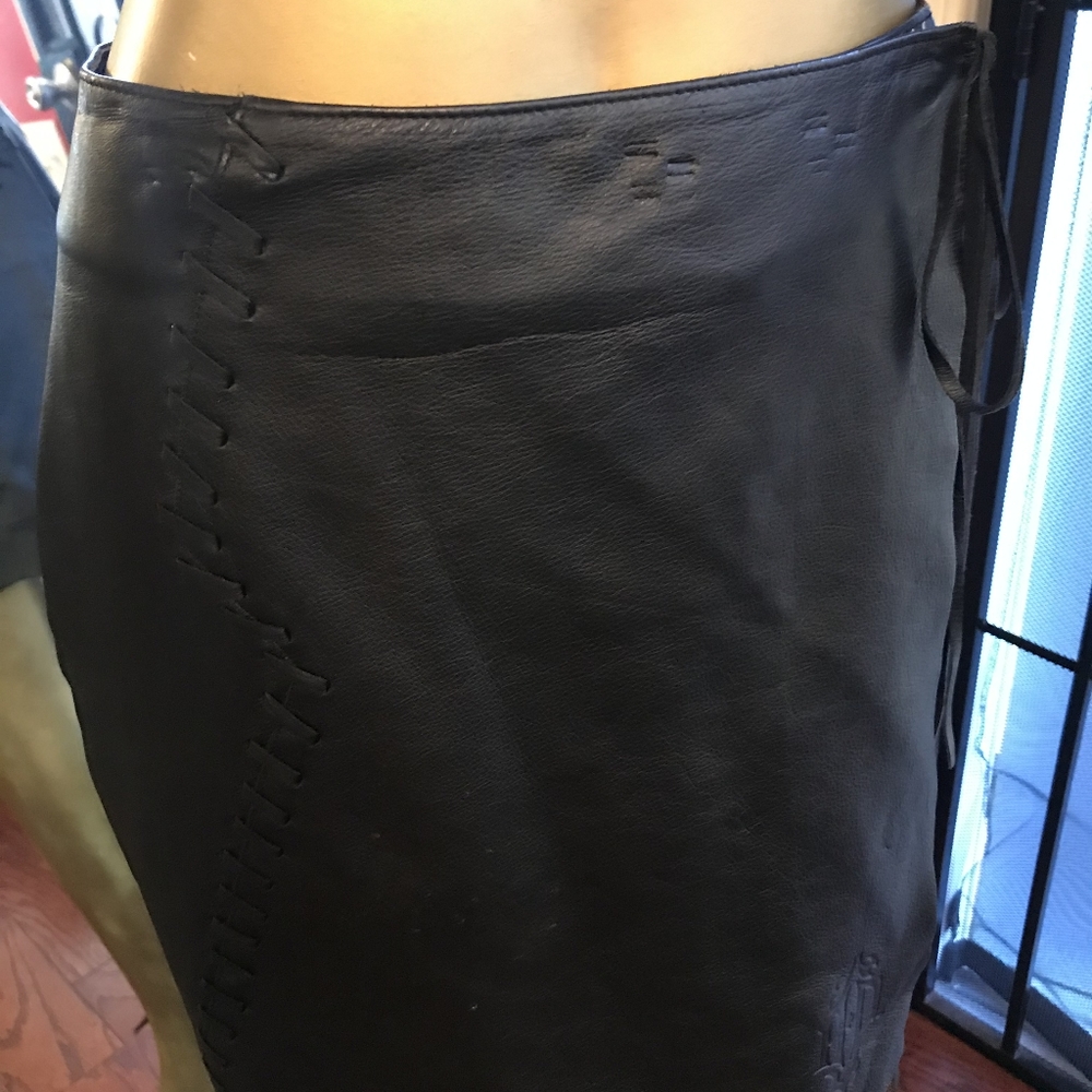 Harley Davidson leather wrap skirt